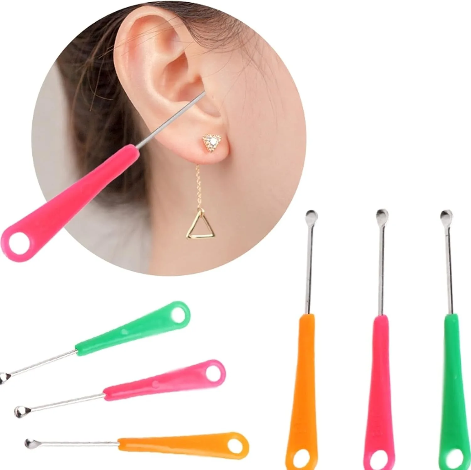 Metal Earpicks Toolset - 4pcs Earwax Picking Tools for Removing Earwax - Curette and Cleanser - Facial Beauty Accessories - Ear Care Spoon