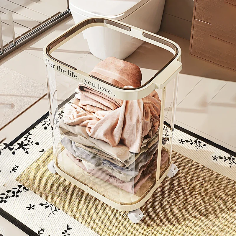 Bedroom Storage Baskets Household Toilet Dirty Clothes Basket Simple Transparent Retro Basket Removable Plastic Laundry Baskets