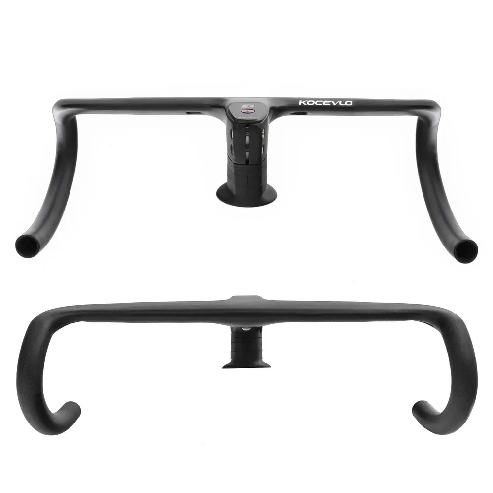 Kocevlo Official Bicycle Handlebar Integrated Carbon Road Bike 28.6mm Internal Routing BLACK including Spacers computer Mount