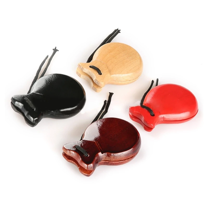 2Pcs Traditional Castanet Spanish Castanets Flamenco Dance Castanets with String Hand Clapper Orff Music Instrument