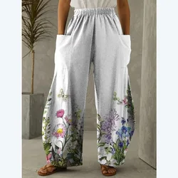 Women's Fashion Color Printed Pants Four Seasons Can Wear 3d Loose Pants Retro Trend Daily Wear Women's Wear