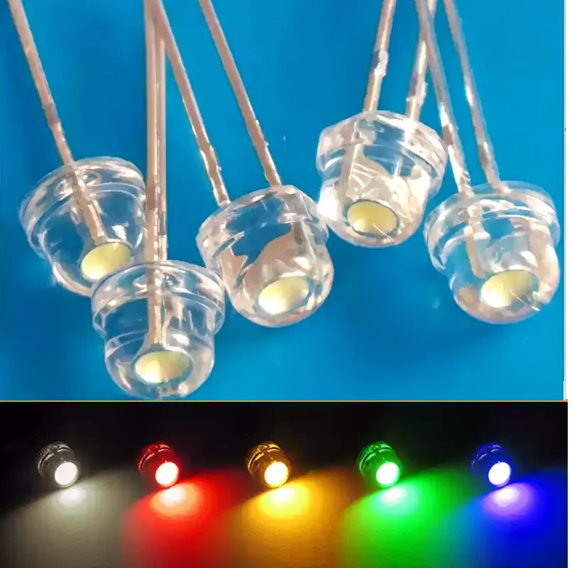 10PCS F8 Water Clear Straw Hat 0.5W LED Transparent Red Green Blue Warm White