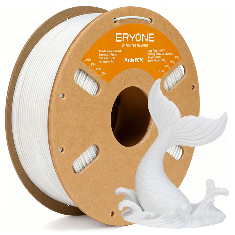 ERYONE 1KG PETG Mattes Filament 1,75mm, 3D-Drucker-Filament mit Matter Oberfläche, Starke Schichthaftung, 1kg Spule