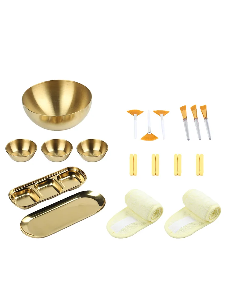 Stainless Steel Kit Facial Bowl Set Home Beauty Treatments 26-piece Accessories Application Brushes Cleansing Applicators