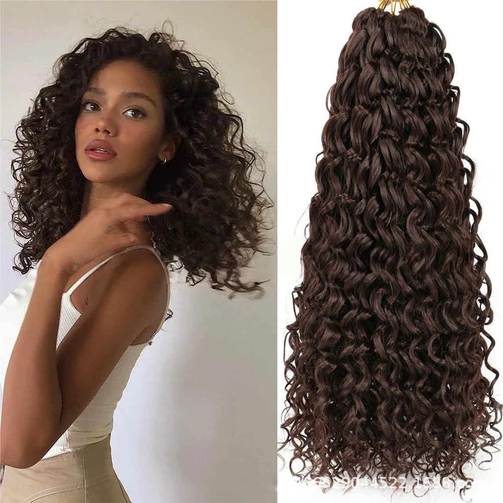 GoGo مجعد كروشيه اصطناعي تجديل الشعر طويل مجعد الكروشيه تجديل الشعر 18 بوصة أومبير كروشيه اصطناعي تجديل الألياف الشعر #3