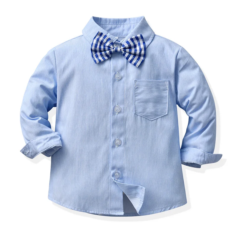 top and top Fashion New Kids Boys Gentleman Clothing Sets Long Sleeve Bowtie Shirts+Suspenders Pants Toddler Formal Suit Outfit