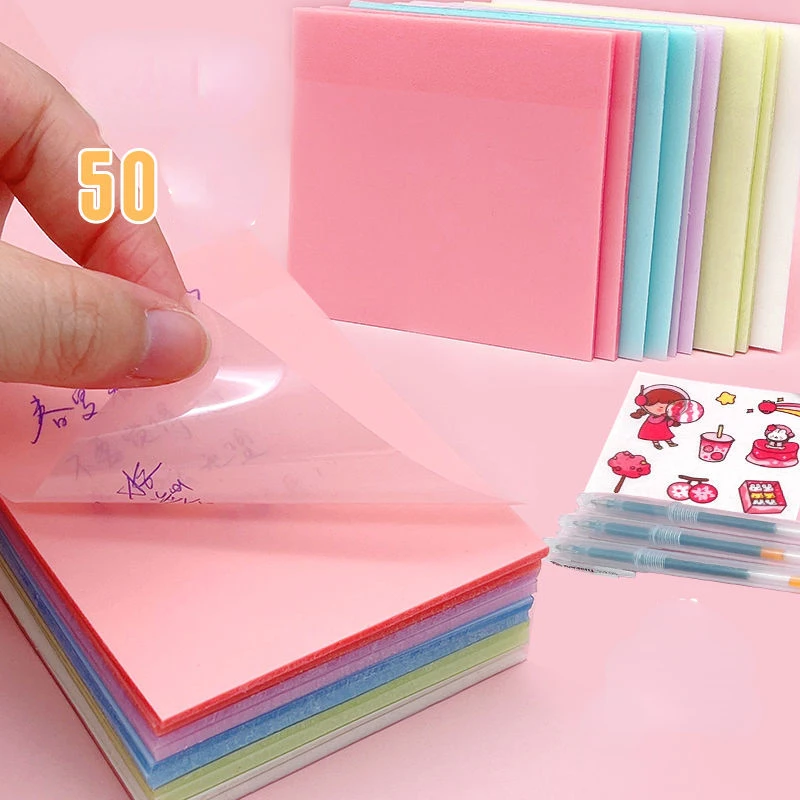 

Transparent Sticky Notes Self-adhesive Stickers Paper with Scrape Clear sticky Memo Pad Waterproof Paper for Student Stationery