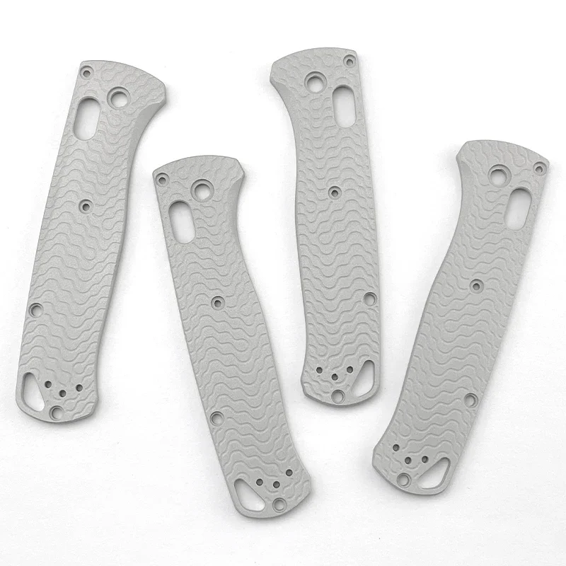 1 Pair Aluminum Alloy Handle Grips Patches  for Benchmade Bugout 535 Line Pattern Folding Knife Non-slip DIY Scales Sand Blast R