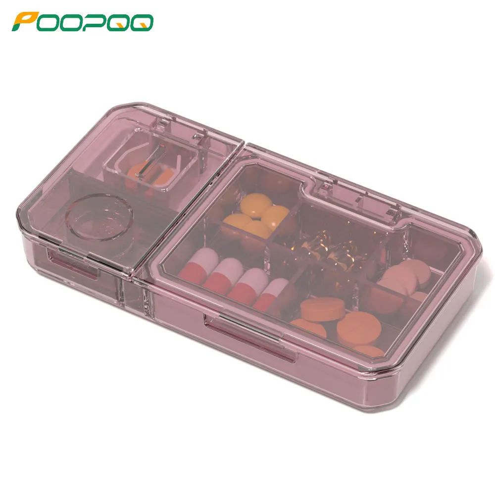 

5 Compartments Pill Case for Pocket Purse, Daily Pills Container To Hold Vitamins Cod Liver Oil Supplements, Medicine Planner