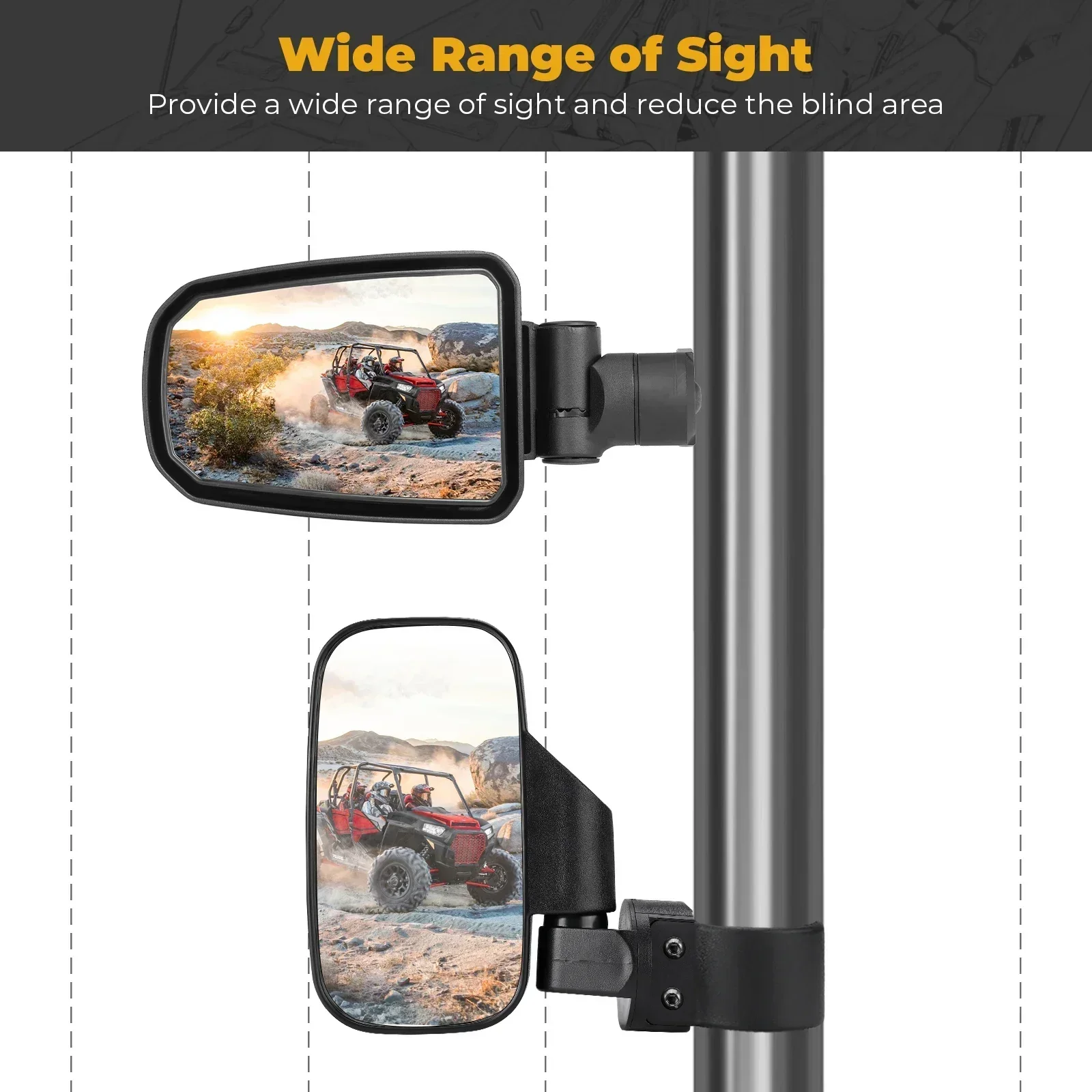 Soporte de perno plegable para espejo retrovisor lateral KEMIMOTO UTV # 2881198 Compatible con Polaris RZR XP 900 1000 Turbo Trail S 2014-2023