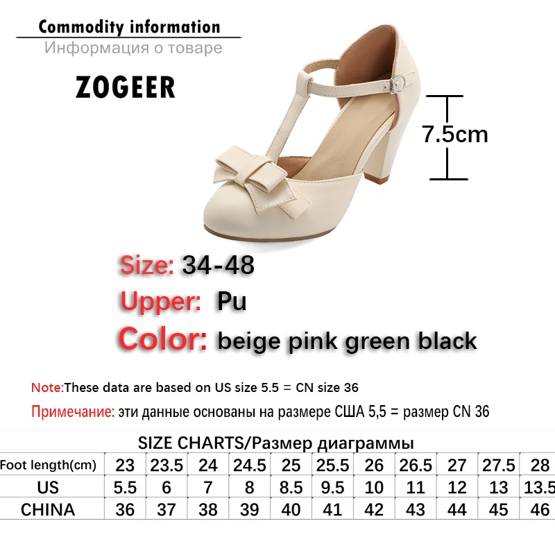 T-Straps Summer Women Sandals Fashion Pink Green Heels Lolita Shoes For Girls Sweet Bow-tied Office Wedding Shoes Large Size 44