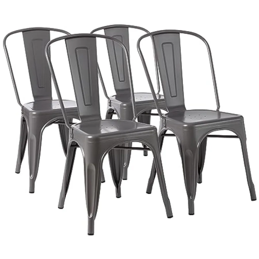 

Metal Dining Chairs 4 Count Dark Grey 20.1 x 17.1 x 33.5 inches