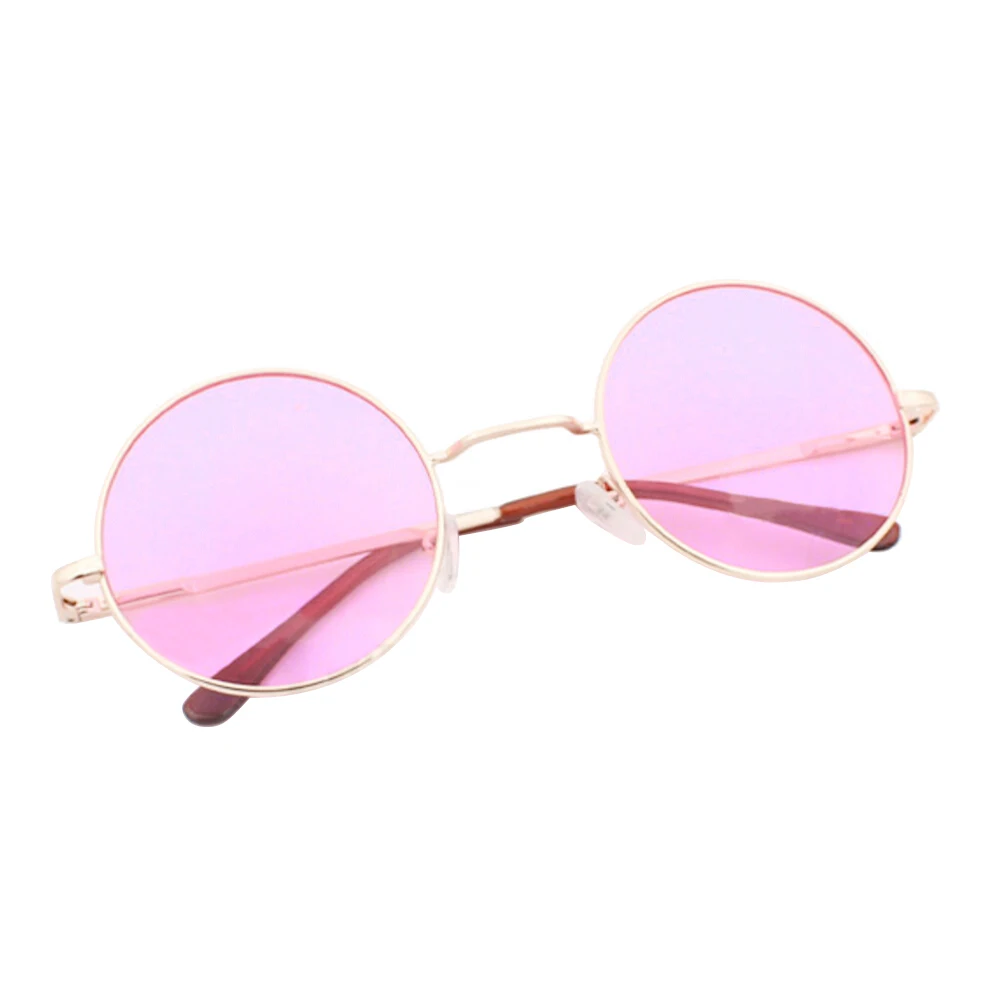 

Colored Round Oversized Sunglasses UV400 Protection Retro Glasses for Men Women (Gold Frame Purple Eyeglass)