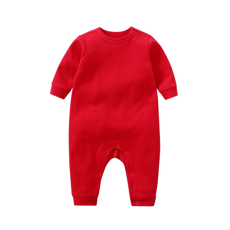 Newborn Baby Romper 0 To 3 6 9 12 Months Jumpsuit Cotton Pure Color Long Sleeve Shoulder Buttons Bodysuits Baby Boy Girl Outfits