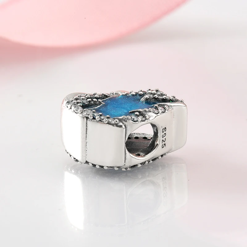 Fairy tale 925 Sterling Silver  glittering Blue Swan zircon Beads fashion 2018 Fit Original European Charms Bracelet Jewelry