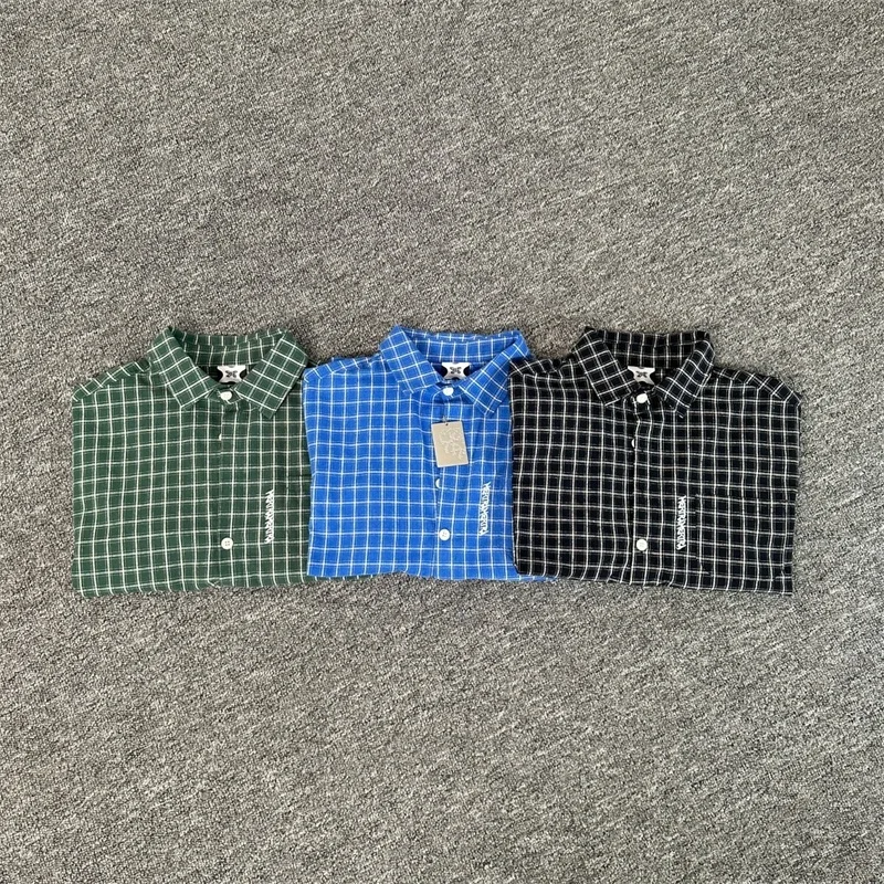 

Casual Mertra Black White Plaid Shirts Men Women 1:1 High Quality Pure Cotton Short Sleeve Oversized T-Shirts