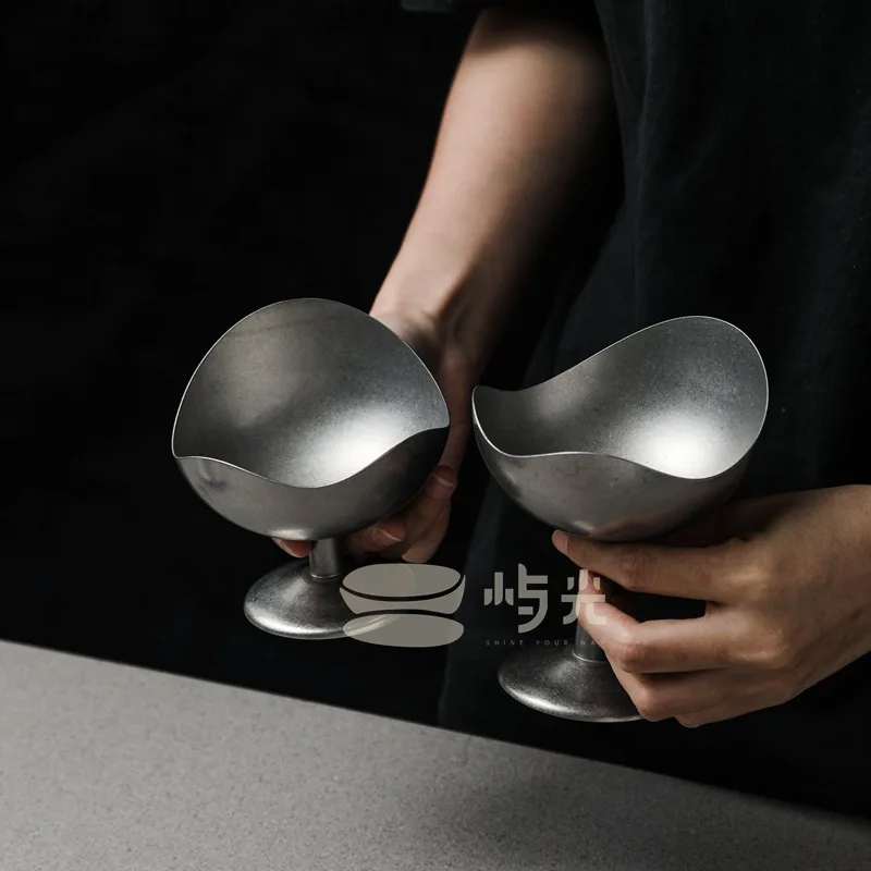 Retro mousse cup 304 watecup stainless steel ice creamcup irregular puddingcup high value dessertcup