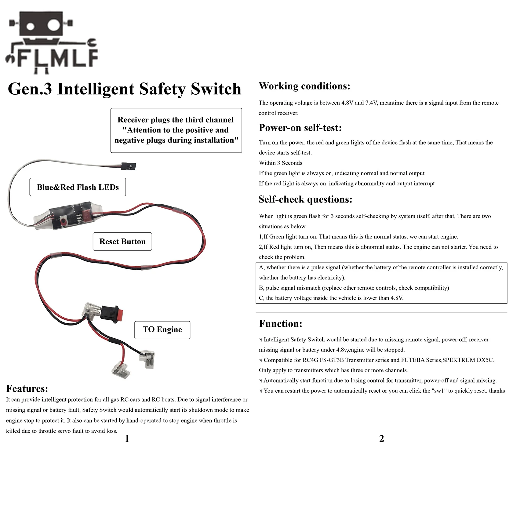 FLMLF Rc محرك السيارة عن بعد قتل التبديل ل 1/5 Hpi Rofun Baha Km Rovan Baja Losi 5ive-T DBXL FG MCD GoPed Redcat قطع غيار شاحنات