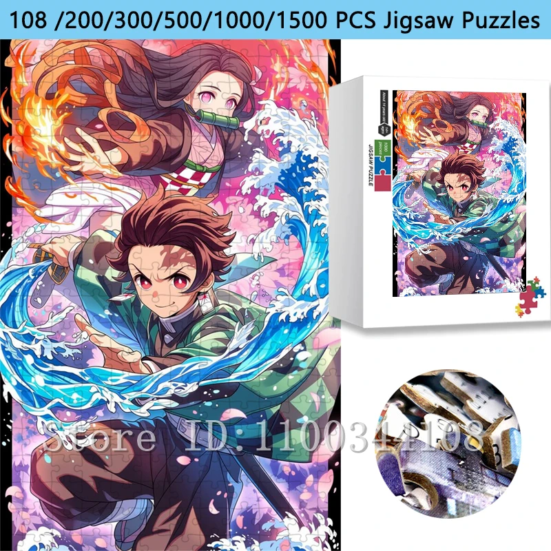 

Demon Slayer Tanjiro & Nezuko Jigsaw Puzzle Hot Anime Art Puzzle for Adults Kids Handmade Toys & Hobbies