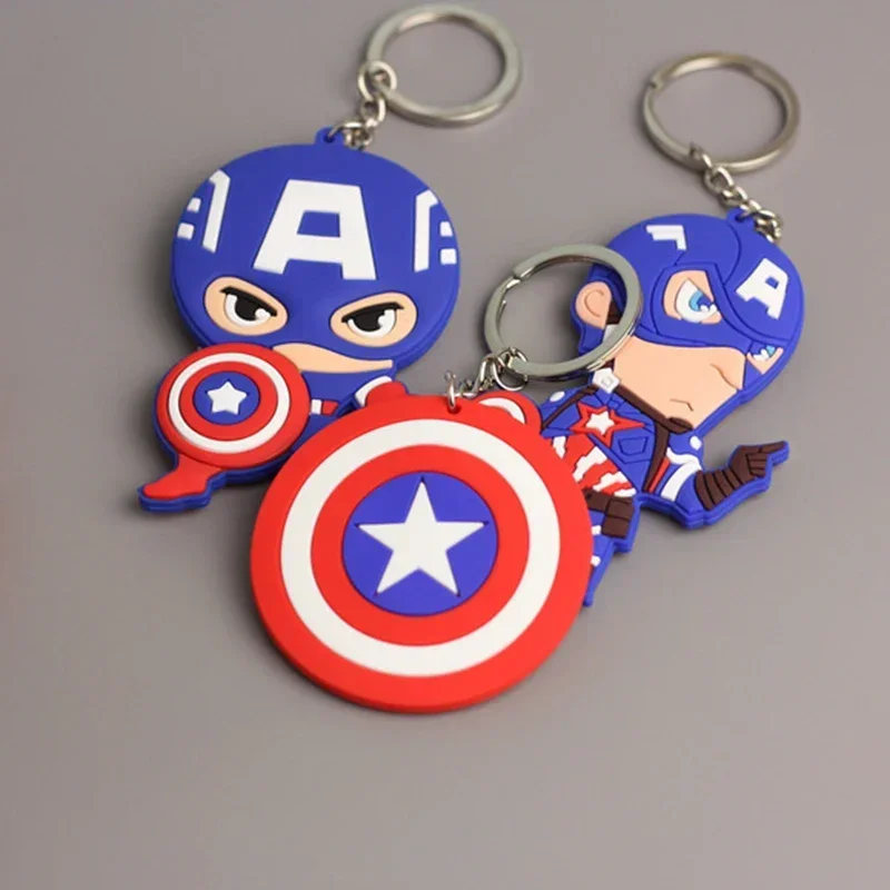 MINISO Anime Cartoon Marvel Iron Man Captain America Hulk Plastic Car Keychain Men Women Bag Pendant Children Birthday Gifts