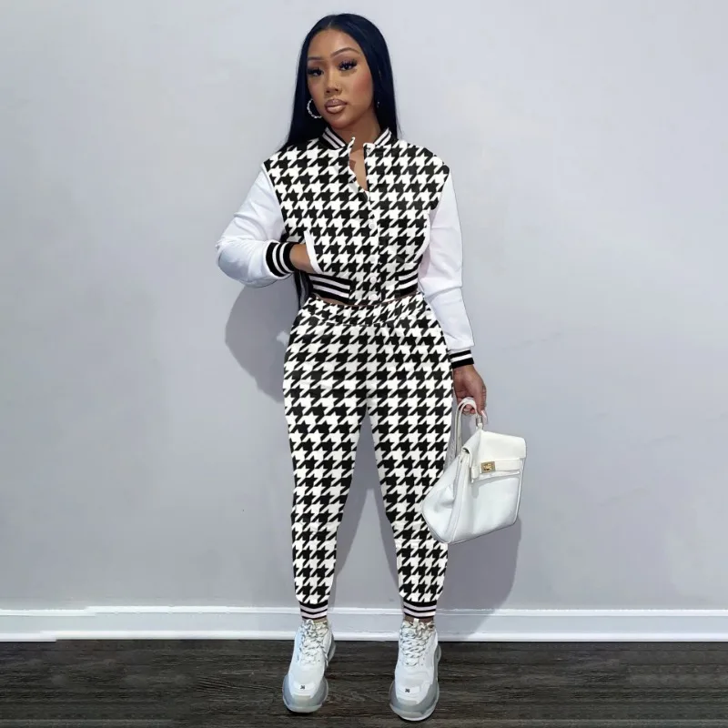 Fashion Women Set Baseball Suit Winter Spring Printing Casual Tracksuit Women 2 Pieces Set Sports Sweatshirts Sweatpants Outfits