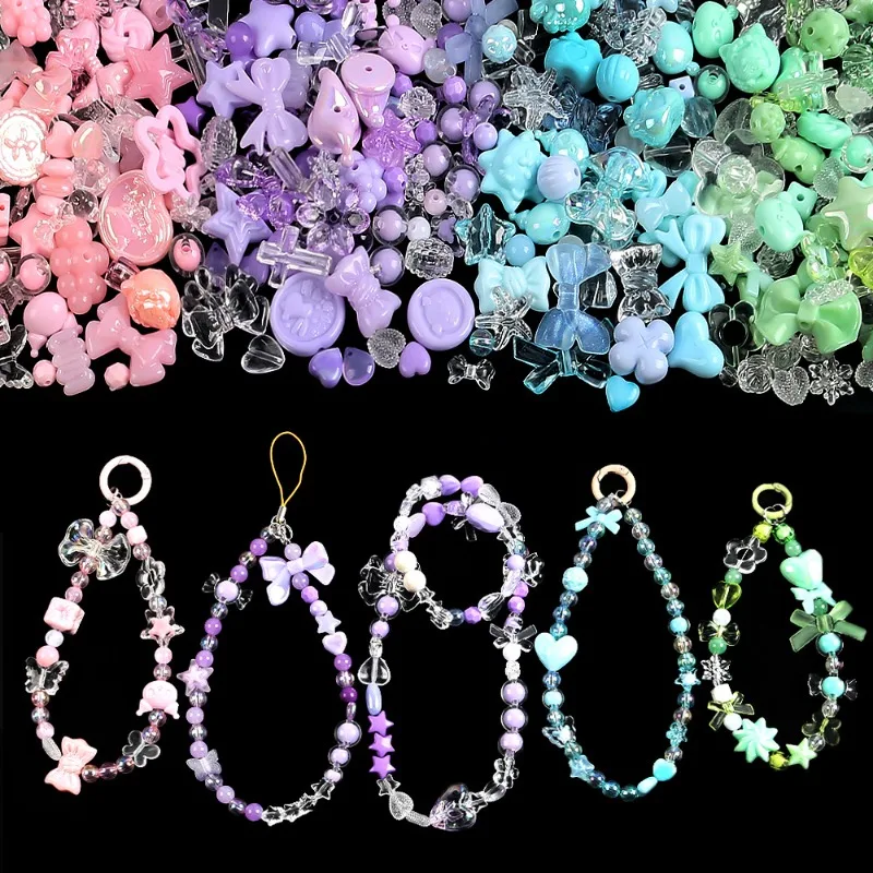 

(20g) Acrylic Cute Cherry Bear Rabbit Square Beaded DIY Mobile Phone Chain Necklace Cartoon Accessories Clothing Animal Accessor