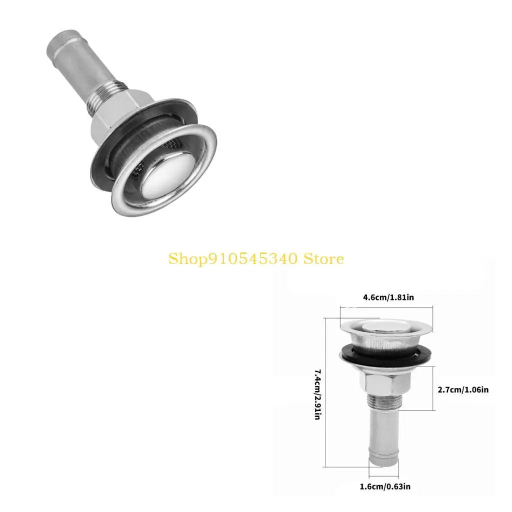U2JA Threaded Marine Vent Outlet with 5/8 In Hose 316 Stainless Steel Body, Gasket and Locknut for Boat Hardware Replacement