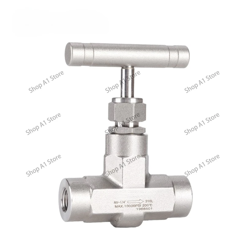 High-pressure needle valve, 3/8 inch, 1/2 inch, 304 stainless steel material, with female NPT interface