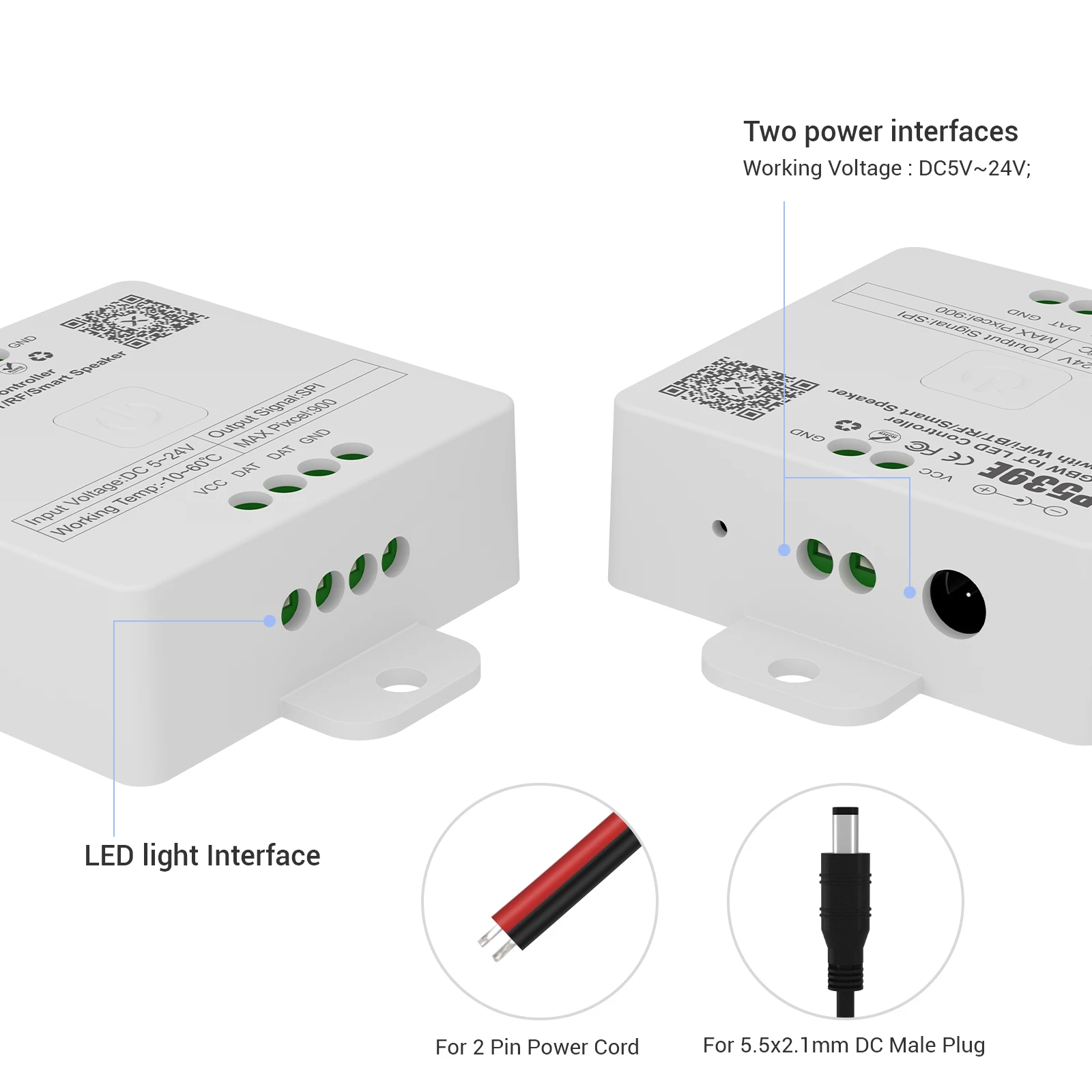 Imagem -02 - Pwm Sp538e Sp539e Spi Rgb Rgbw App Controlador Led Endereçável Wifi Sk6812 Iot bt Alexa Google Home Dimmer Sp53be Sp533e Sp534e