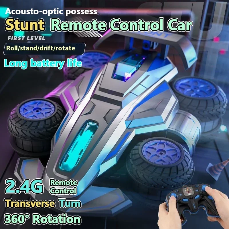 

2,4G RC Drift Stunt Car Детские игрушки с дистанционным управлением Вращение на 360 градусов Вертикальная ходьба по бокам со световой музыкой Откидные шины Подарки для мальчиков