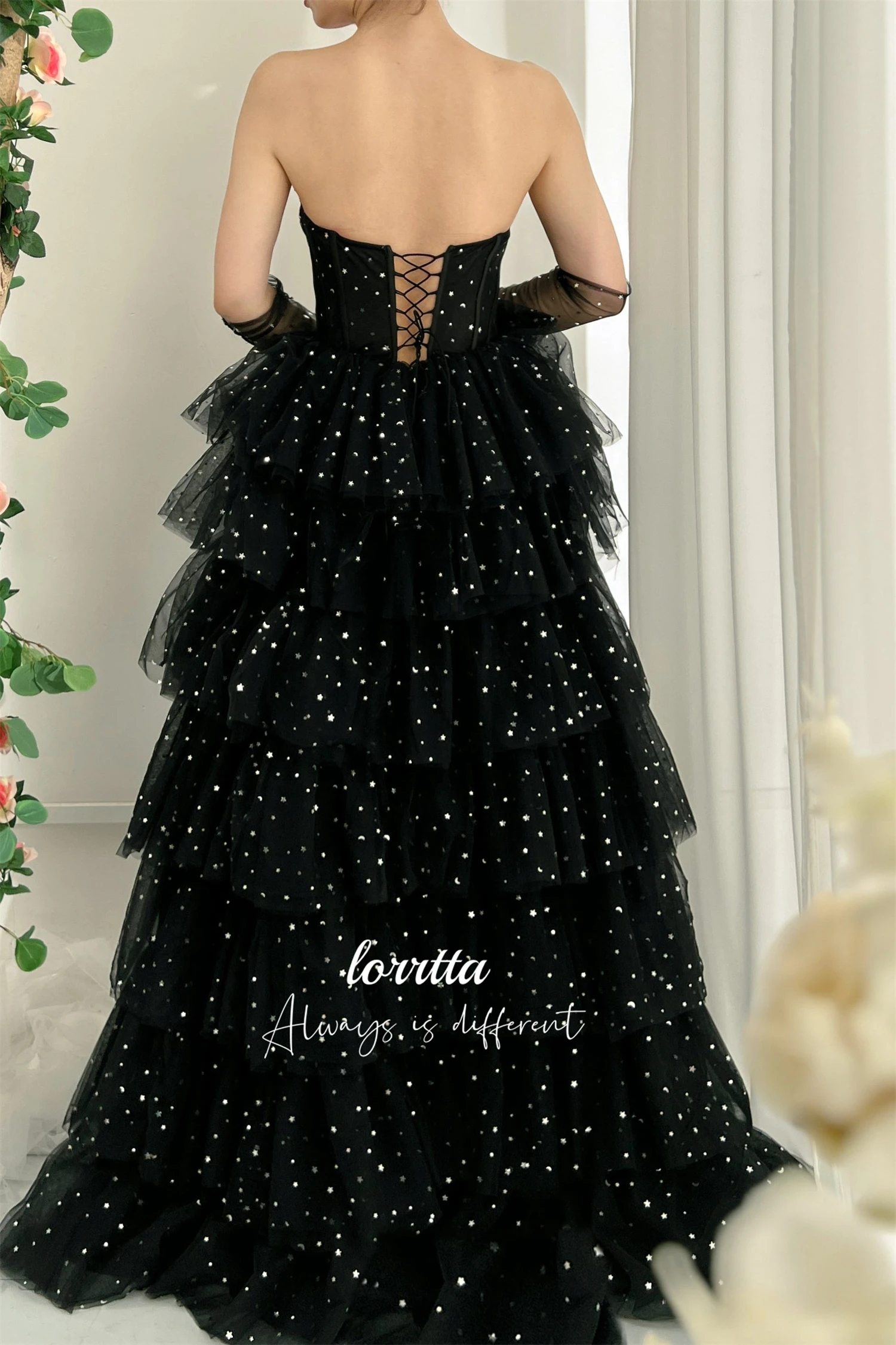 Lorrtta Gloves Not Included Strapless Ball Gown Party Dress Layered Fluffy Prom Dresses Elegant Luxury Robe Soiree De Luxe 2024