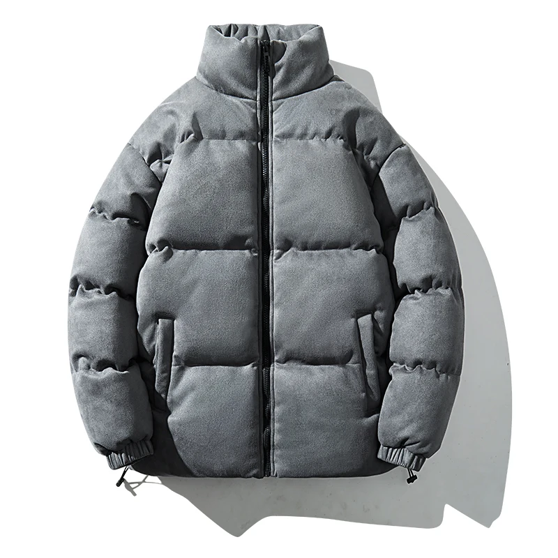 Doudoune coupe-vent en daim vintage pour hommes avec col montant, veste en coton, parkas optiques décontractées, streetwear masculin, sieste chaude, hiver