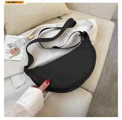 Homefish New Simple and Casual Solid Color Nylon Large Capacity Women's Dumpling Bag Shoulder Bag for Travel and Commuting