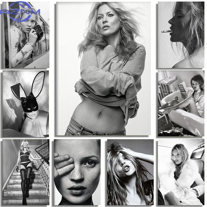Sexy Supermodel Kate Moss Feminist Fashion Poster Photography Old Hollywood Canvas Painting Wall Pictures Teen Girl Room Deco