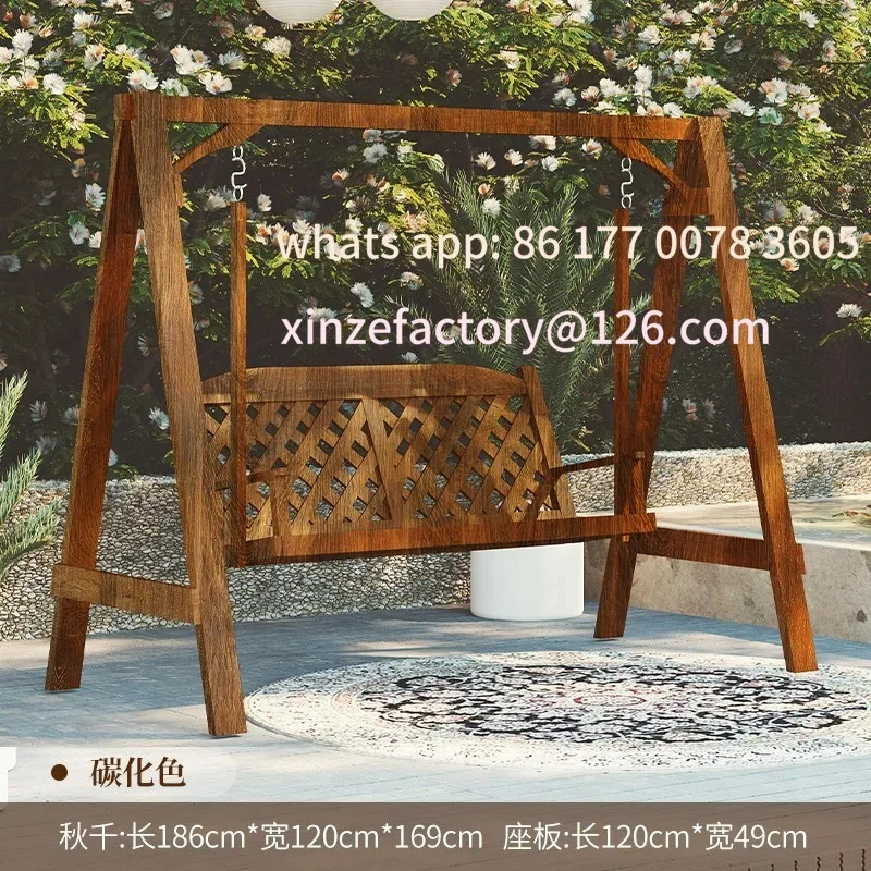 

Customizable Anti-corrosive wood swing indoor solid wood rocking chair balcony courtyard outdoor wooden hanging chair