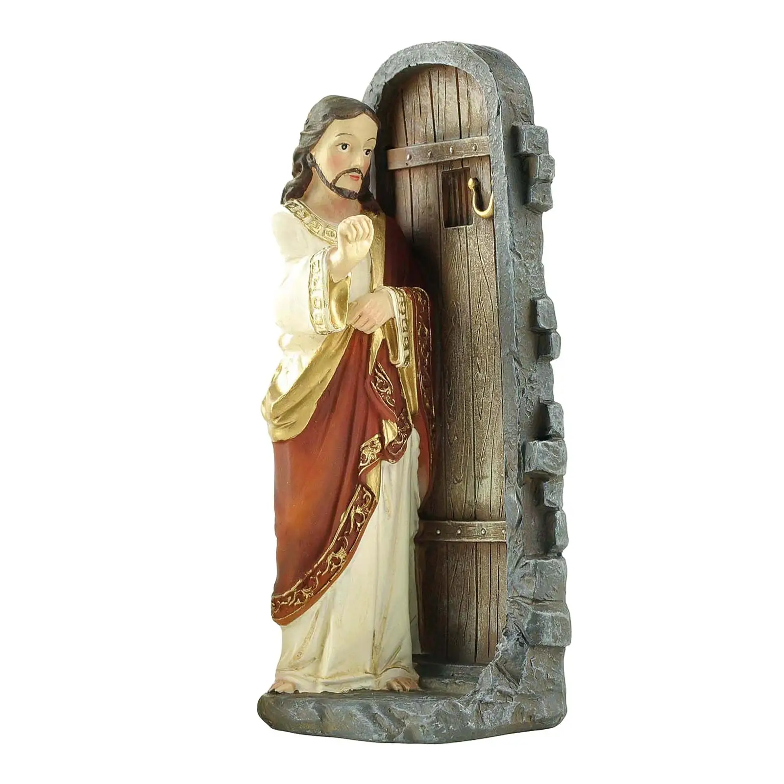 5inch Christmas Jesus Knocking at Door Statue Figure Traditional Collection Xmas Crafts for Tabletop Decor Exquisite Lightweight