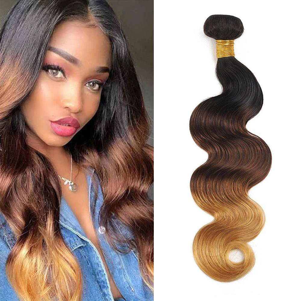 

1B/4/27 Ombre Body Wave Hair 1 Bundle Brazilian Body Wave Weave 100% 3 Tone 1B/4/27 Color Ombre Brazilian Body Wave Hair Bundles