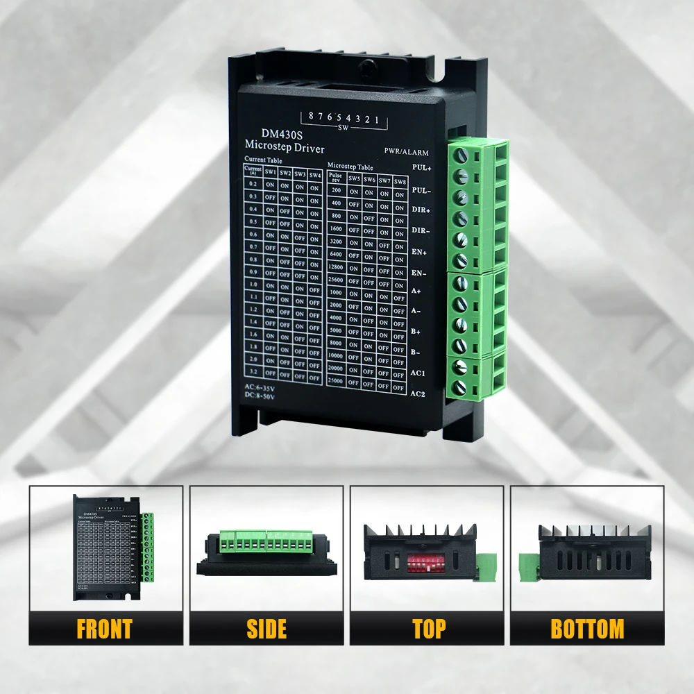 6-35VAC 8-50VDC مرحلتين مفتوحة حلقة محرك متدرج سائق DM430S ل Nema8/11/14 Nema 16 أو Nema 17 محرك متدرج