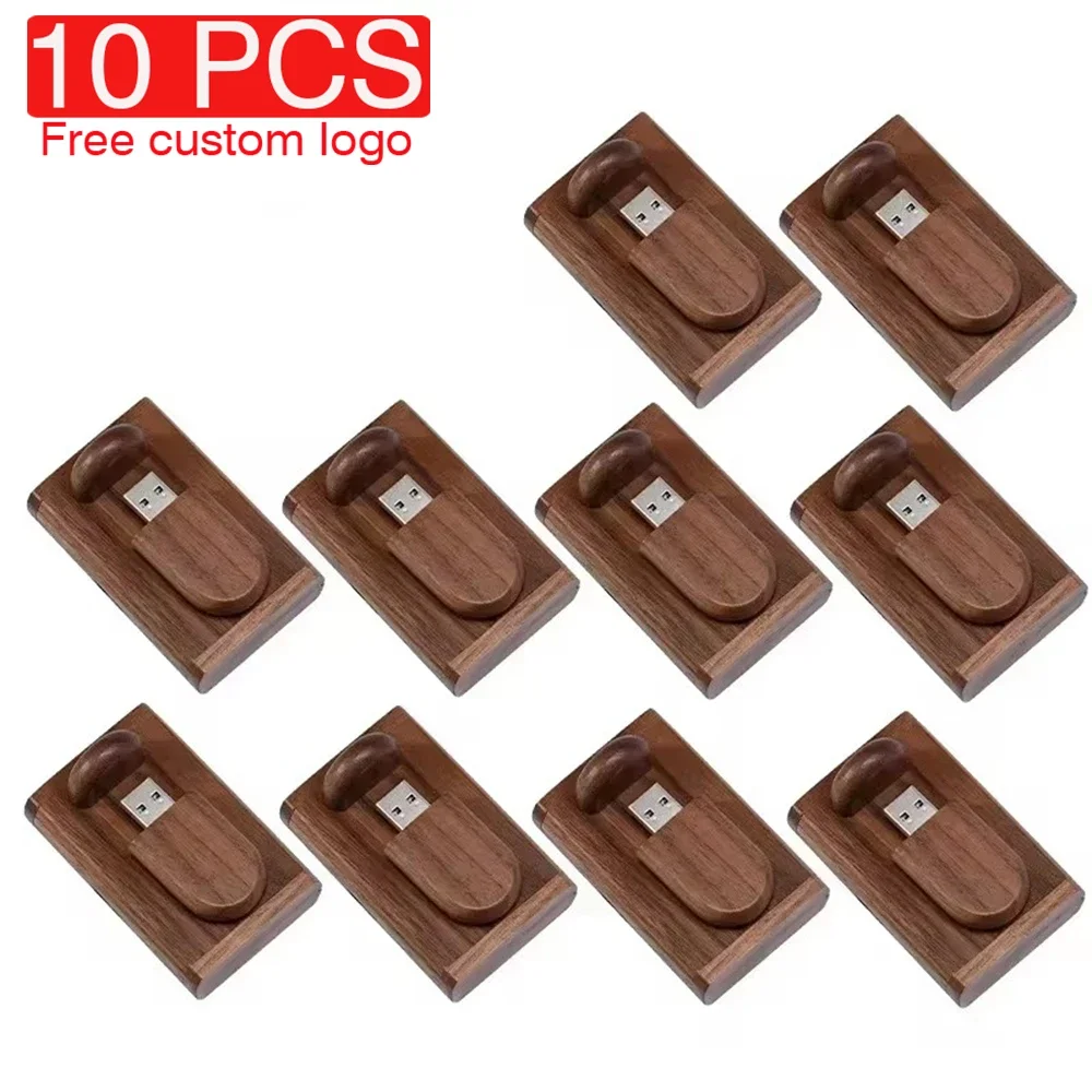 

JASTER 10PCS/LOT Wooden USB 2.0 Flash Drive Free Custom LOGO Pen Drive 128GB 64GB 32GB 16GB Wedding Gift Memory Stick Box U Disk