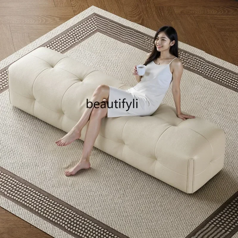 Designer bedside stool bedroom Italian minimalist ecological leather cloakroom shoe changing stool