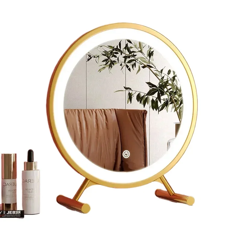 

Maiden Handheld Mirror Small Portable Bedroom Girls Mount Makeup Mirror With Led Light Dressing Miroir Mural Home Decoration