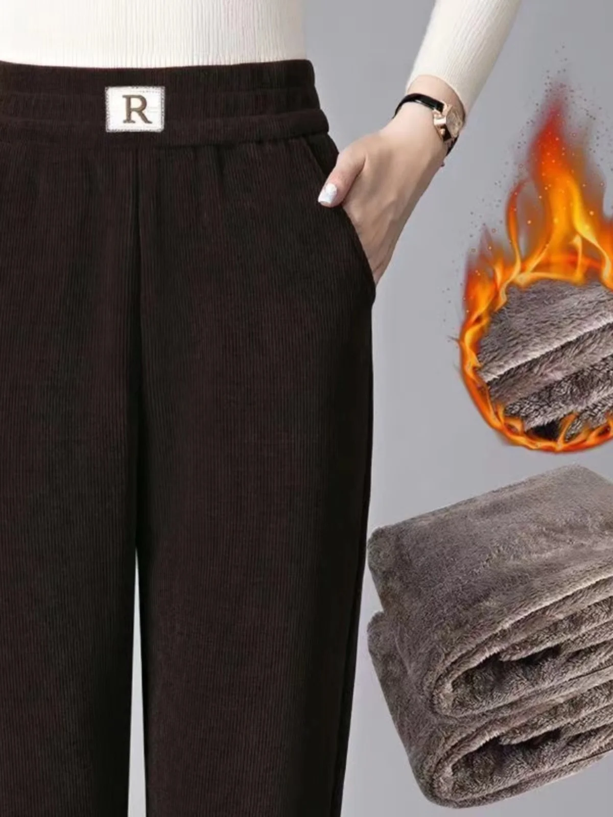 

Зимние брюки Harlan для женщин, повседневные прямые брюки, большие размеры, свободный крой, брюки для мам, стиль Harajuku