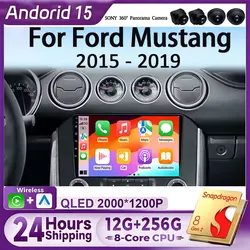 Android 15 WIFI+4G Stereo Car Radio FOR FORD Mustang S550 2014-2021 Multimidia Video Player Auto CarPlay GPS DVD 2Din BT 2K QLED