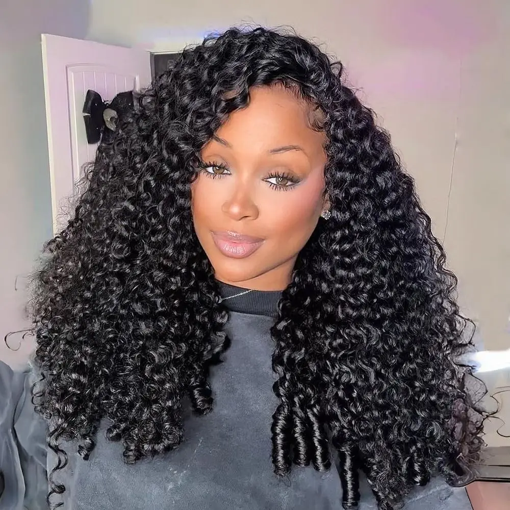 

24 полупарика из натуральных волос для чернокожих женщин — вьющиеся, плотность 200, бесклеевой, с шнурком, легко носить для начинающих