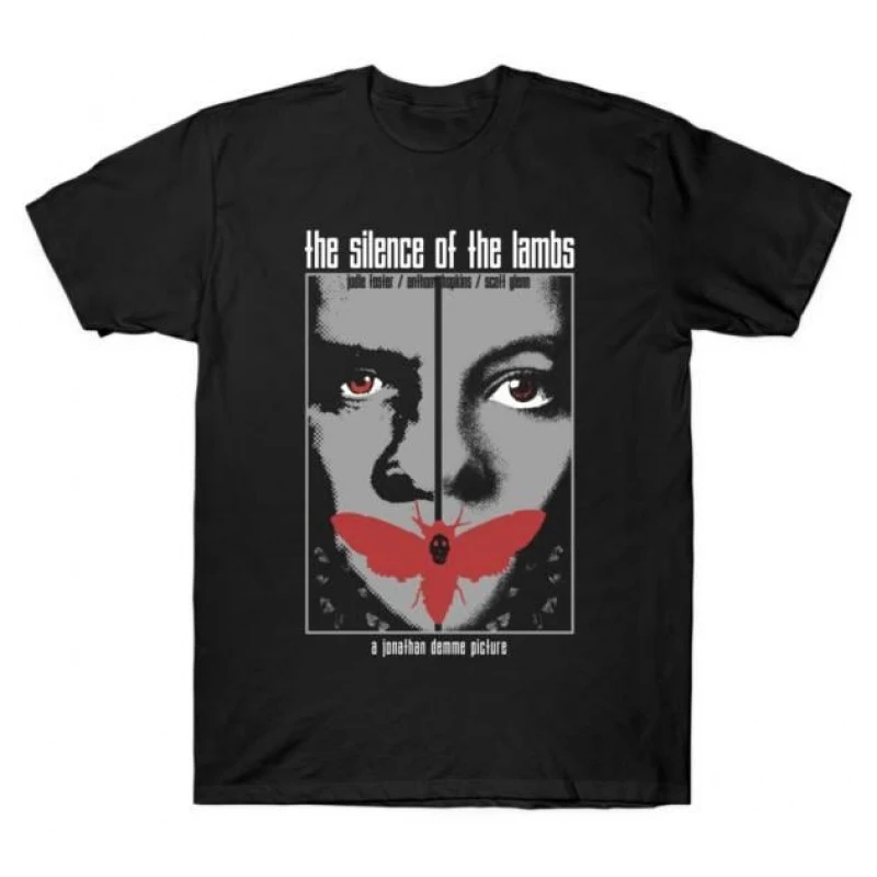 

0426 Silence of the lambs Horror movie Hannibal Gift t shirt Scary Cannibal Graphic Clothes 100% cotton All size Tee S-6XL