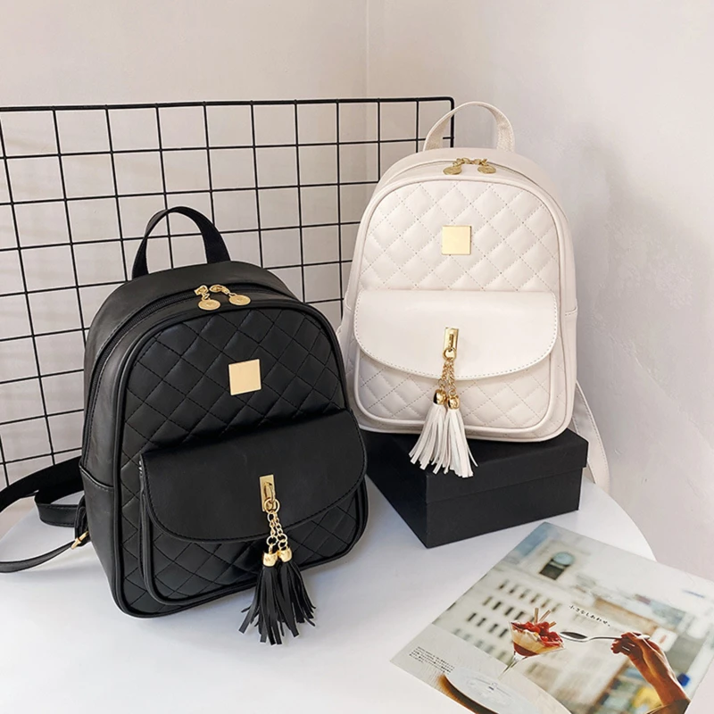 Teenager Girls Small Backpack Women Mini Composite Bags School Bag Cute Backpack For Girl Female Lingge Leather Backpack Purse