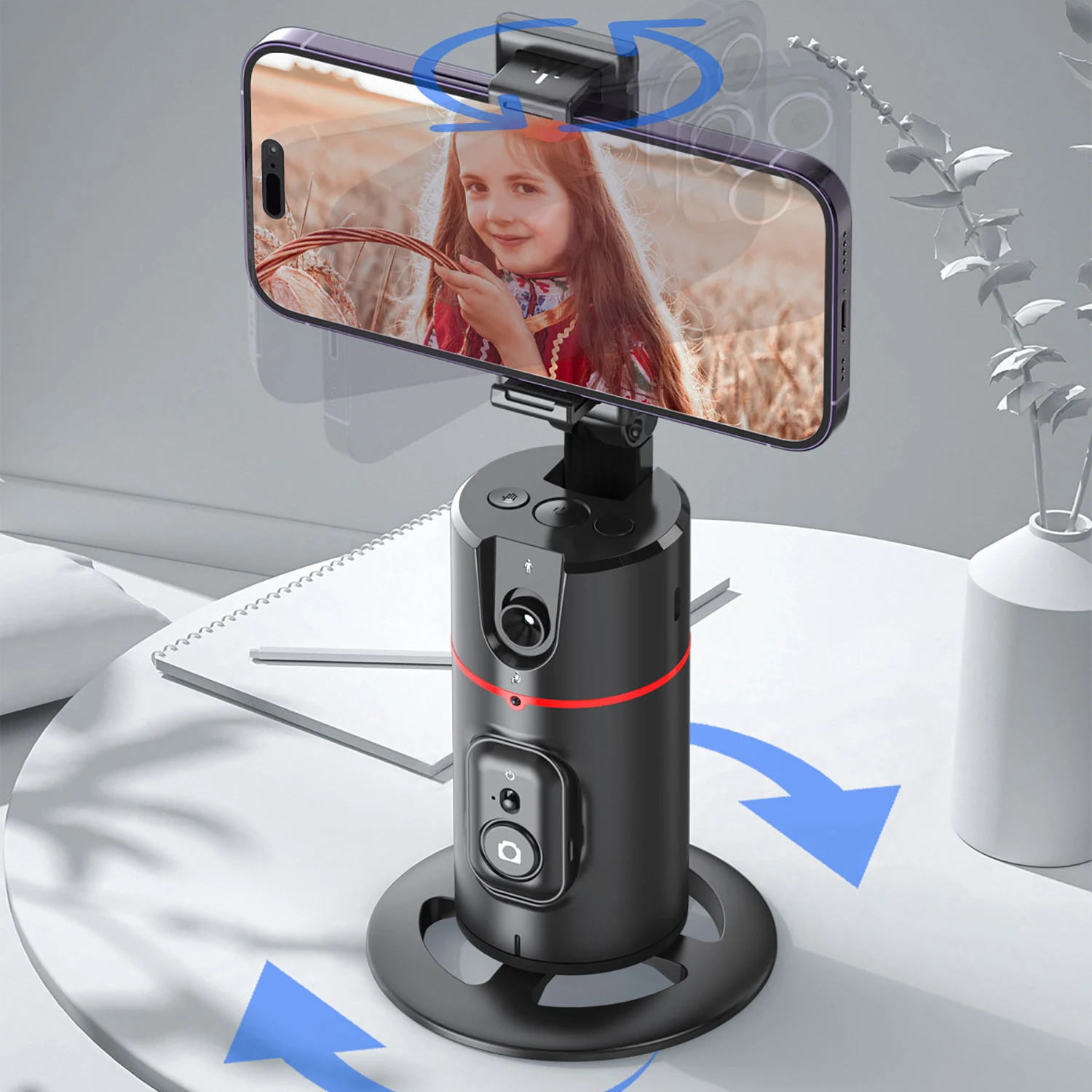

GAZ-P02 Mobile phone follow-shot gimbal tabletop,live broadcast panoramic follow-shot bracket,AI face recognition, 360° rotation