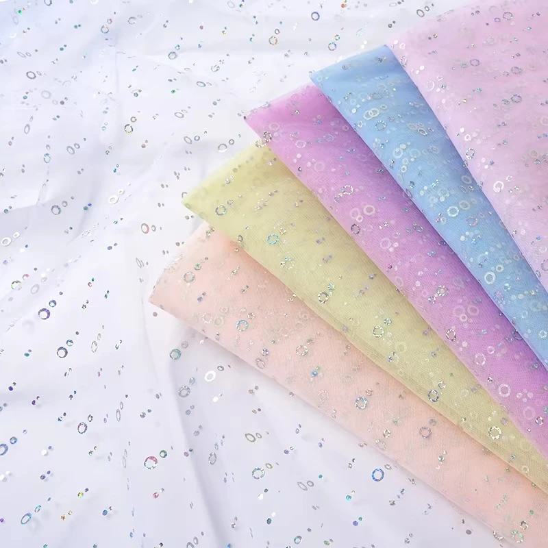 

Лазерная блестящая сетчатая ткань для рукоделия, пошива платьев, костюмов для выступлений, декораций, реквизита для фотосъемки