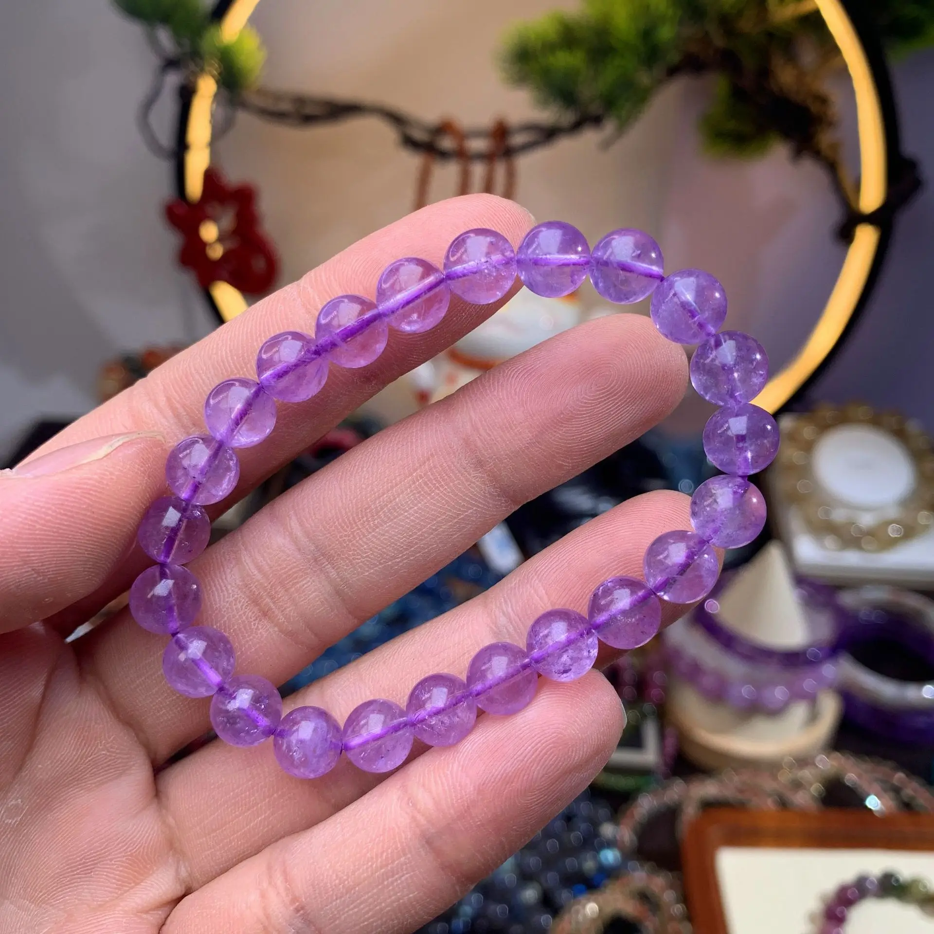 

Natural Lavender Purple Amethyst Quartz Clear Round Beads Bracelet 8mm Beads Bracelet Gemstone Wealthy Rare Amethyst AAAAAA