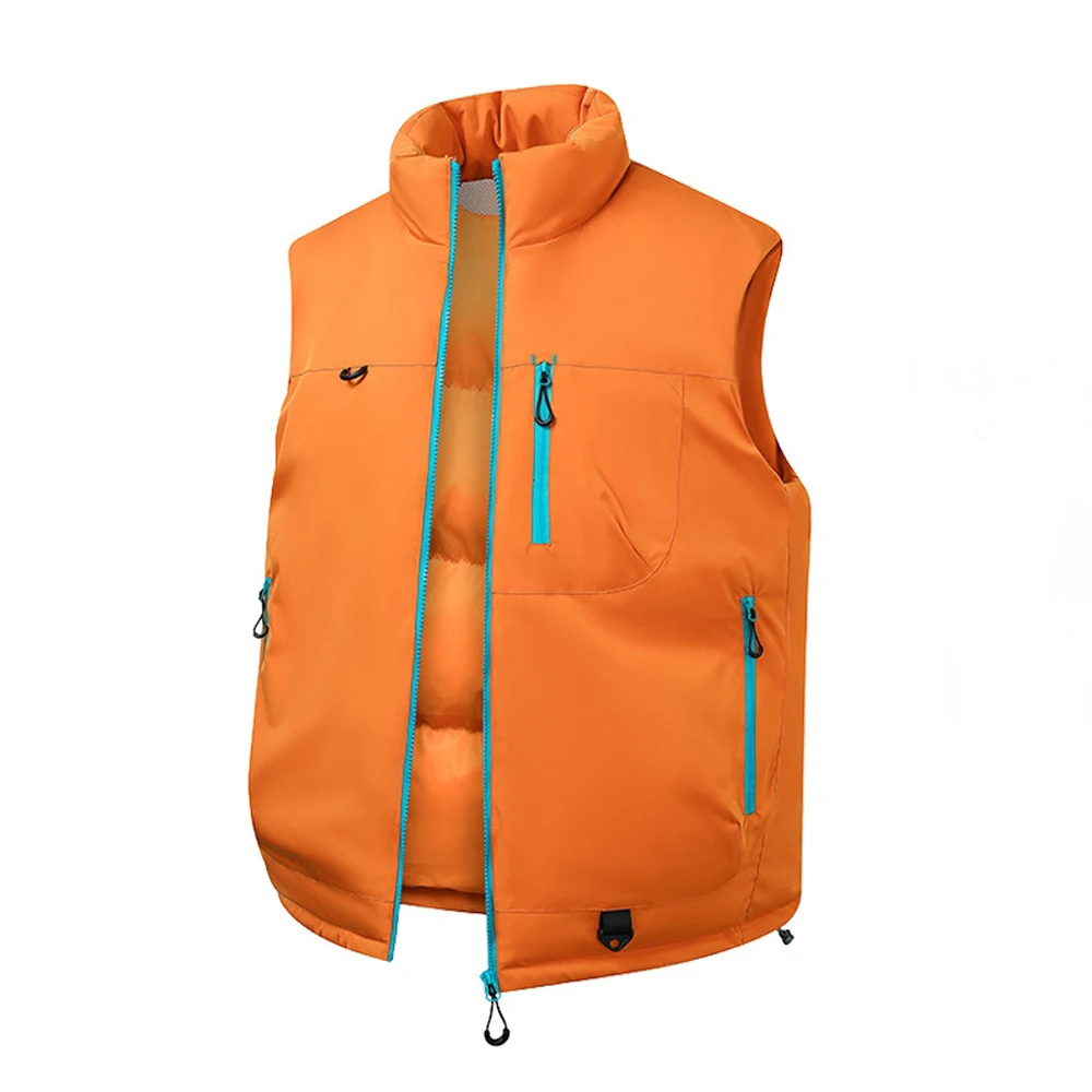 Autumn Winter Men's Warm Cargo Vests Men Multi Pocket Padded Wateproof Waistcoats Men Thermal Windbreaker Work Sleeveless Jacket